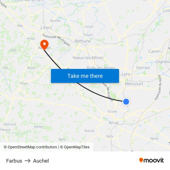 Farbus to Auchel map