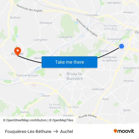 Fouquières-Lès-Béthune to Auchel map