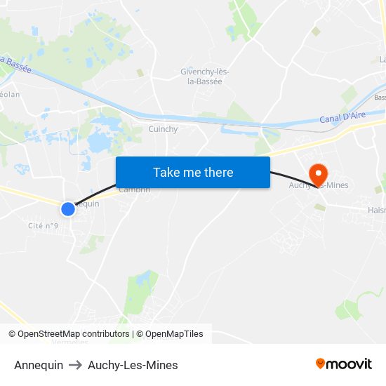 Annequin to Auchy-Les-Mines map