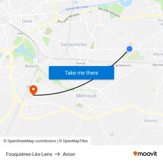 Fouquières-Lès-Lens to Avion map