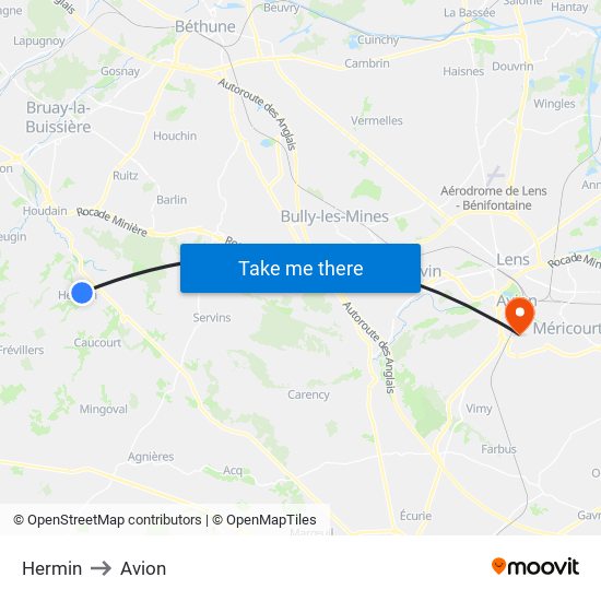 Hermin to Avion map
