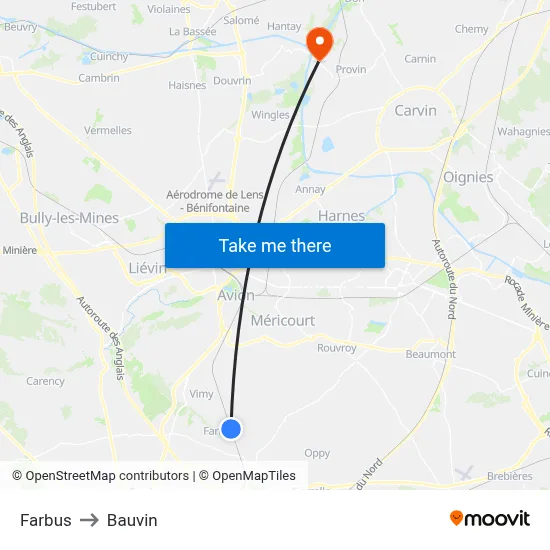 Farbus to Bauvin map