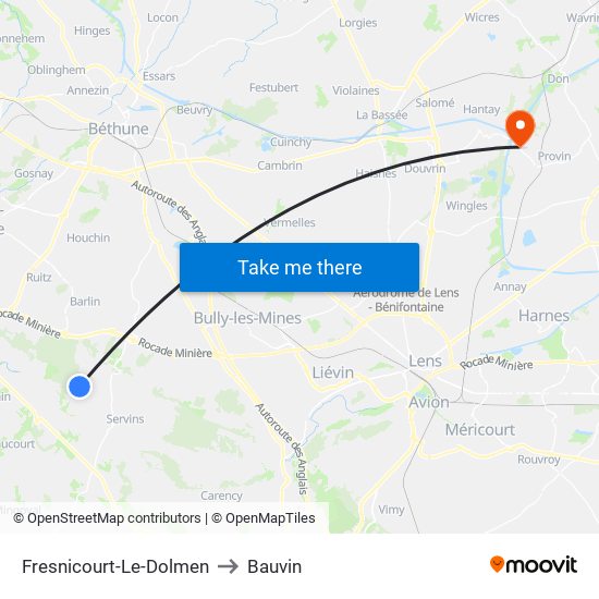 Fresnicourt-Le-Dolmen to Bauvin map