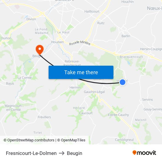 Fresnicourt-Le-Dolmen to Beugin map