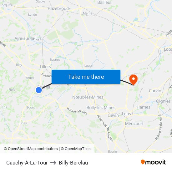 Cauchy-À-La-Tour to Billy-Berclau map