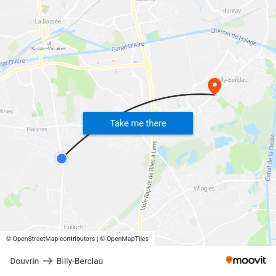 Douvrin to Billy-Berclau map