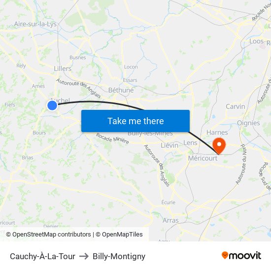 Cauchy-À-La-Tour to Billy-Montigny map