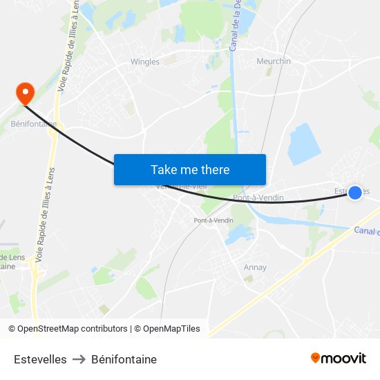 Estevelles to Bénifontaine map