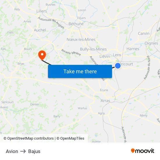 Avion to Bajus map