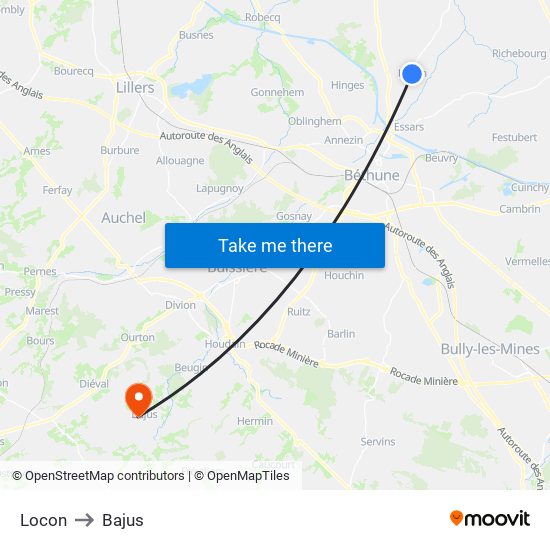 Locon to Bajus map