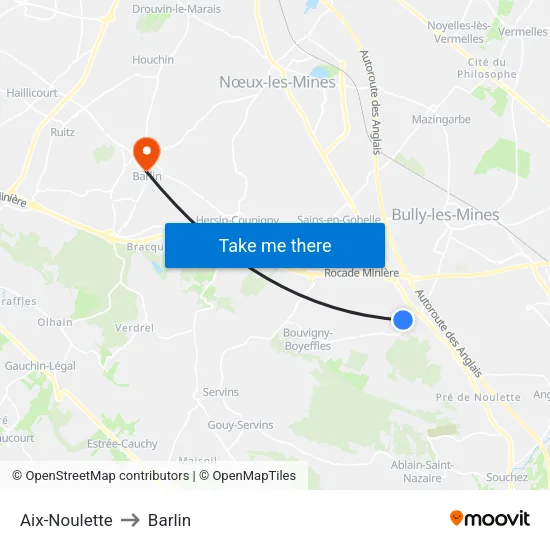 Aix-Noulette to Barlin map