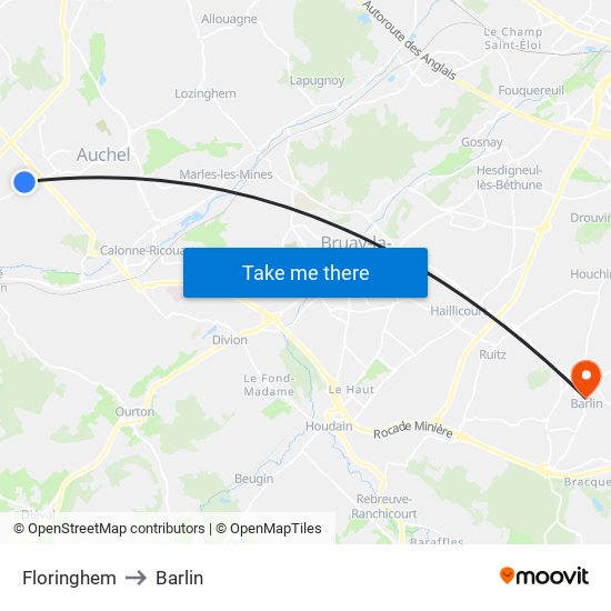 Floringhem to Barlin map