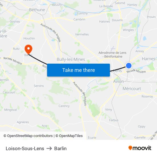Loison-Sous-Lens to Barlin map