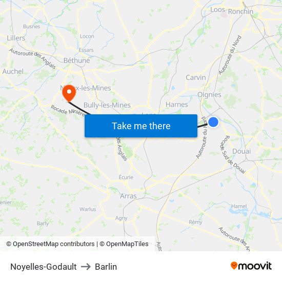 Noyelles-Godault to Barlin map