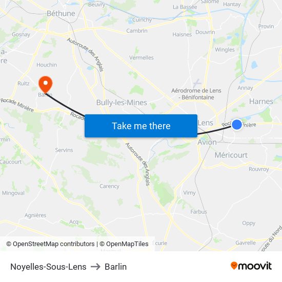 Noyelles-Sous-Lens to Barlin map