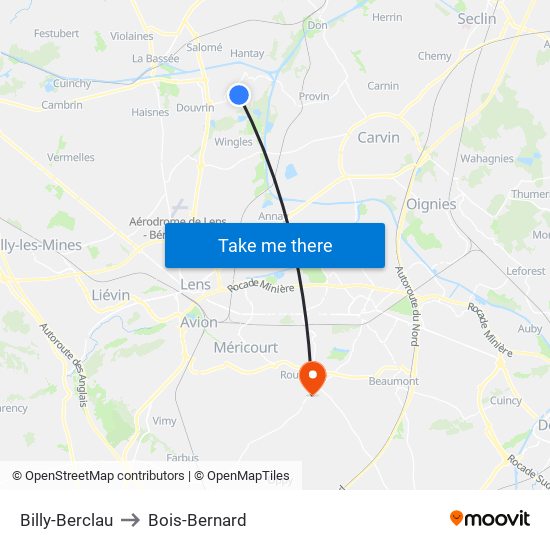 Billy-Berclau to Bois-Bernard map