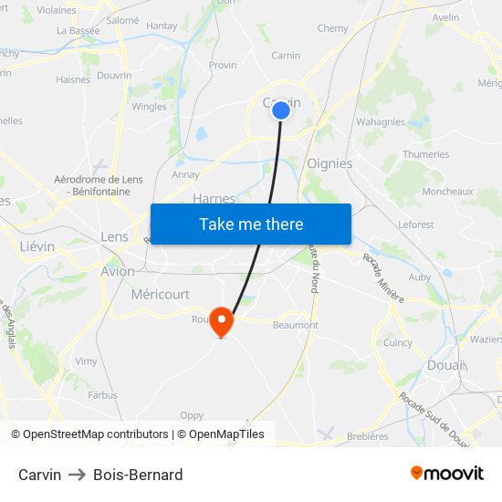 Carvin to Bois-Bernard map