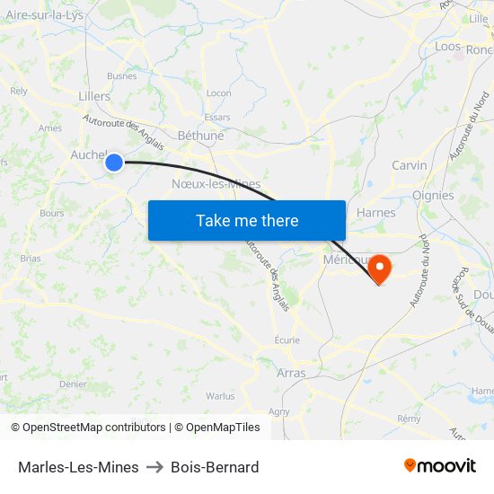 Marles-Les-Mines to Bois-Bernard map