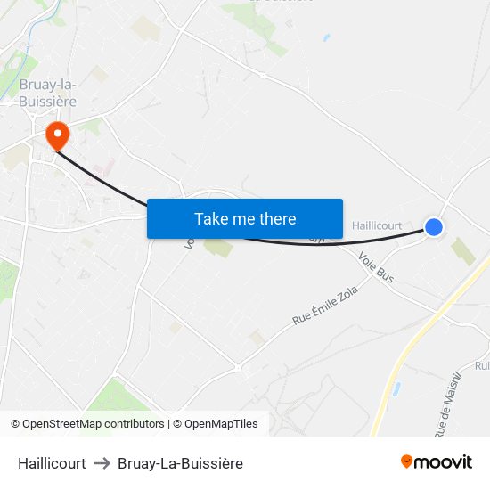 Haillicourt to Bruay-La-Buissière map