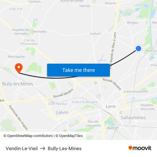 Vendin-Le-Vieil to Bully-Les-Mines map