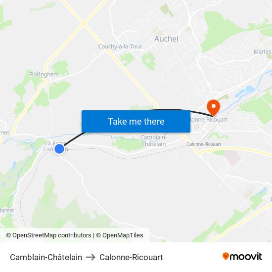 Camblain-Châtelain to Calonne-Ricouart map