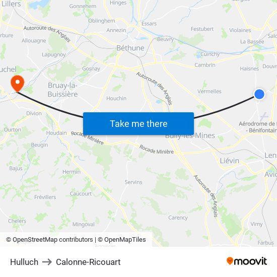 Hulluch to Calonne-Ricouart map