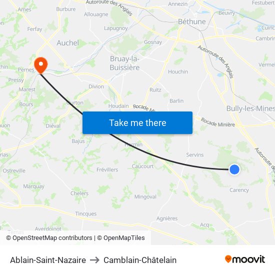 Ablain-Saint-Nazaire to Camblain-Châtelain map