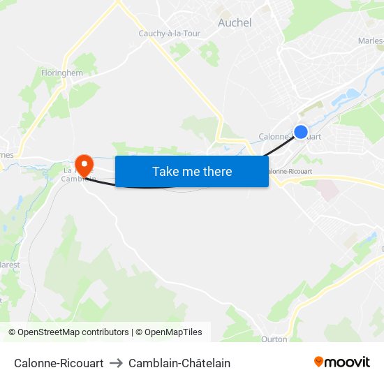 Calonne-Ricouart to Camblain-Châtelain map