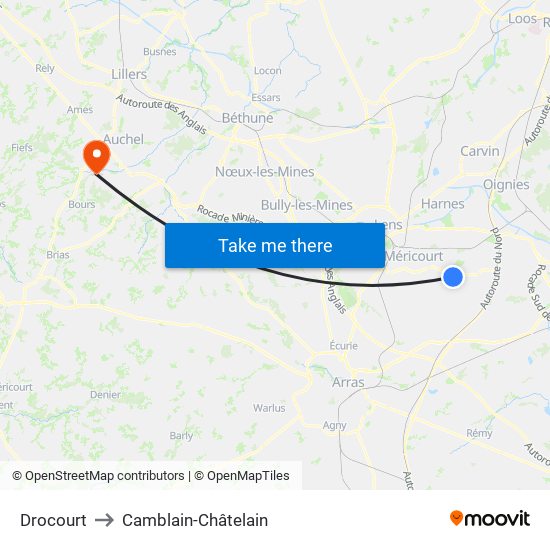 Drocourt to Camblain-Châtelain map