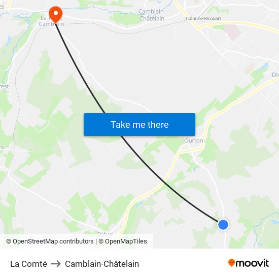 La Comté to Camblain-Châtelain map