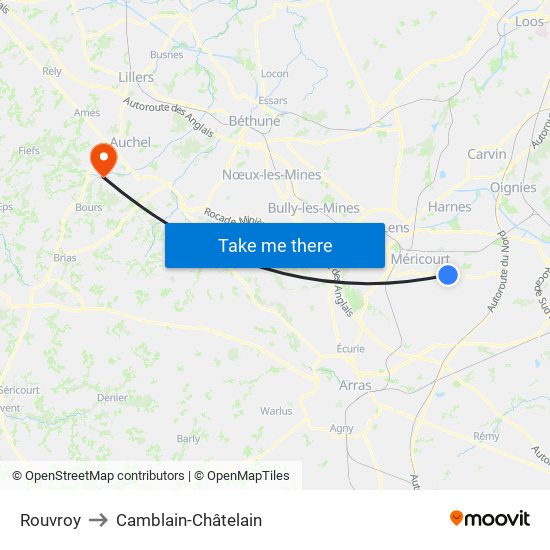 Rouvroy to Camblain-Châtelain map