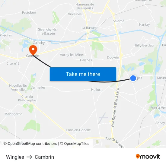 Wingles to Cambrin map