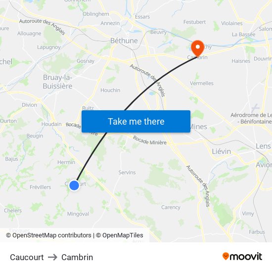Caucourt to Cambrin map