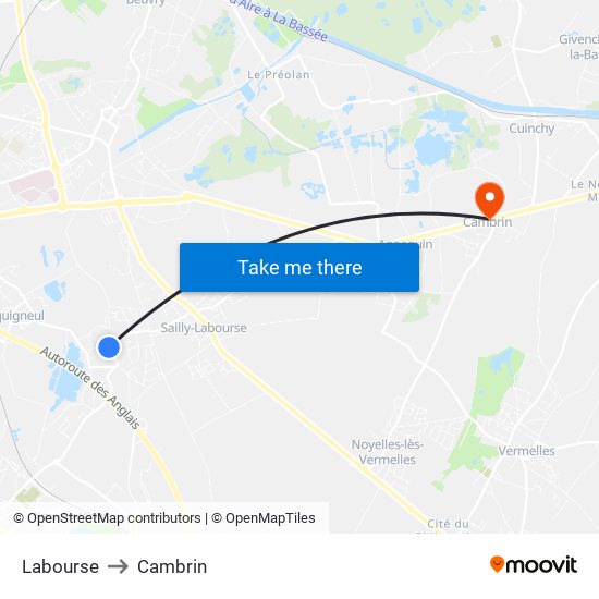 Labourse to Cambrin map