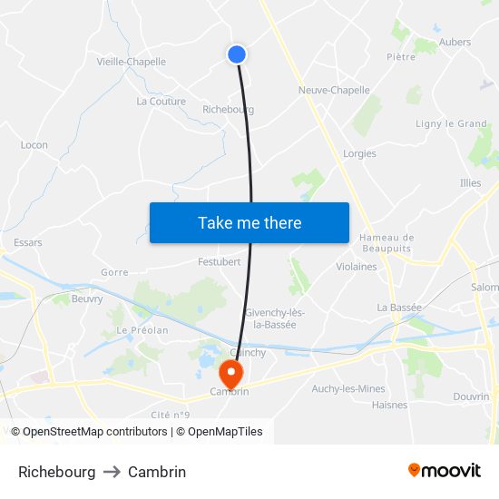 Richebourg to Cambrin map