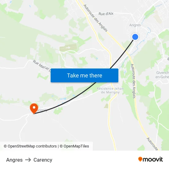 Angres to Carency map