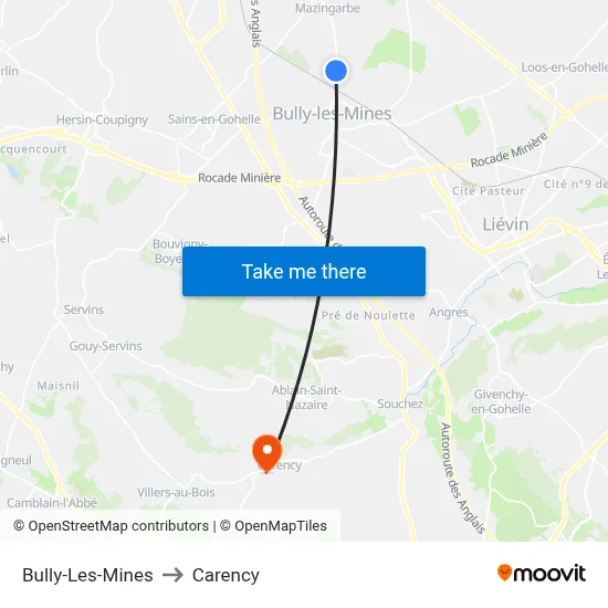 Bully-Les-Mines to Carency map