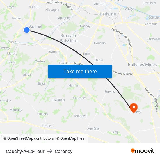 Cauchy-À-La-Tour to Carency map