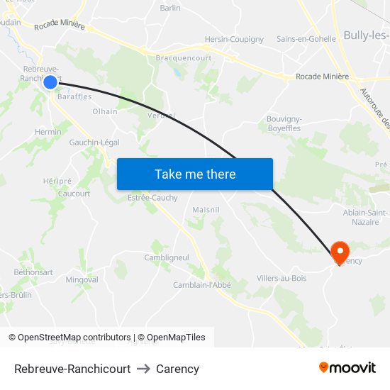 Rebreuve-Ranchicourt to Carency map