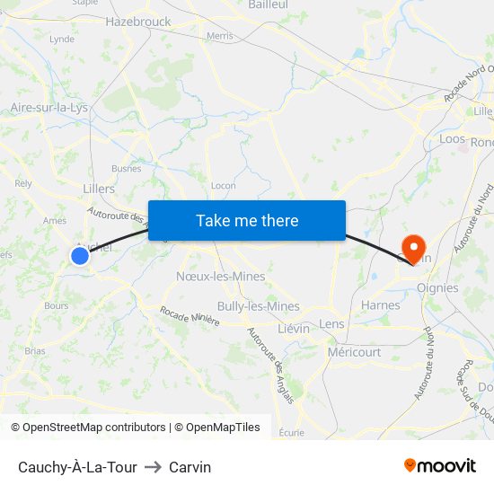 Cauchy-À-La-Tour to Carvin map