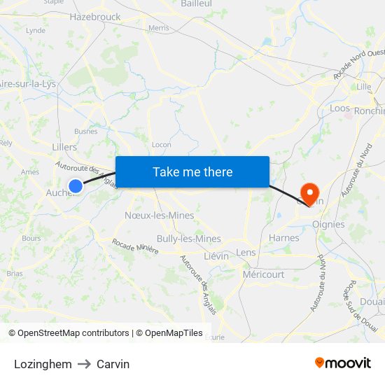 Lozinghem to Carvin map