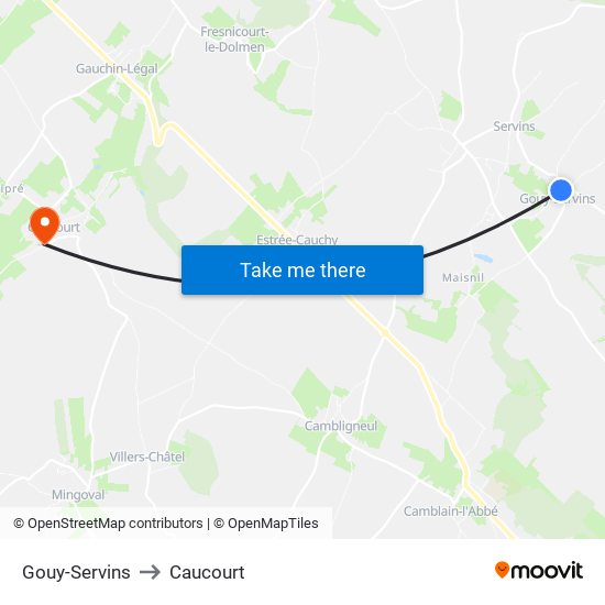 Gouy-Servins to Caucourt map