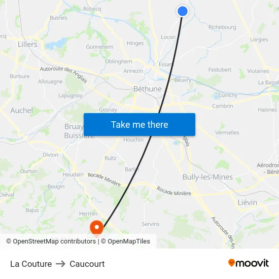 La Couture to Caucourt map