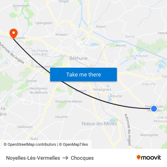 Noyelles-Lès-Vermelles to Chocques map