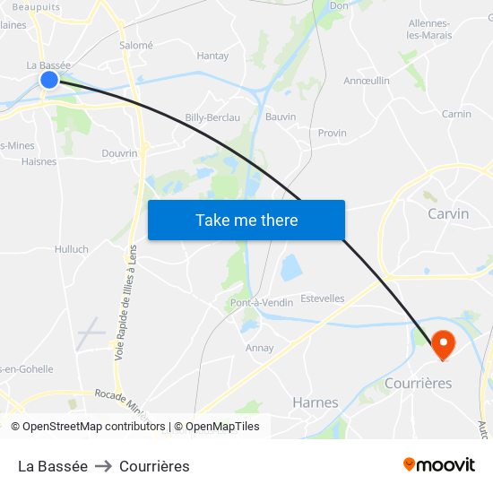 La Bassée to Courrières map