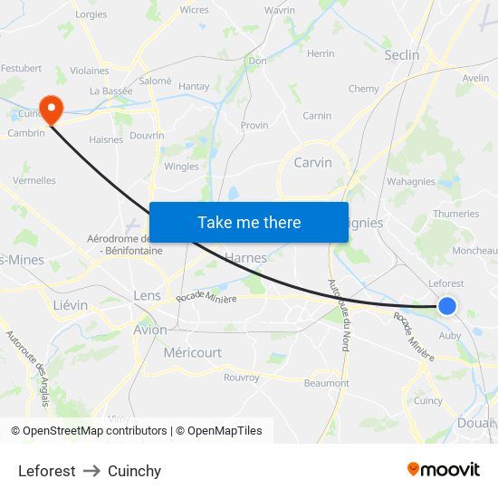 Leforest to Cuinchy map