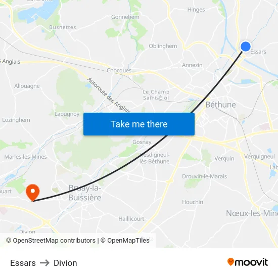 Essars to Divion map