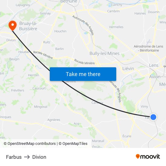 Farbus to Divion map
