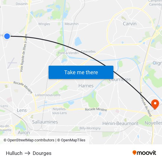 Hulluch to Dourges map