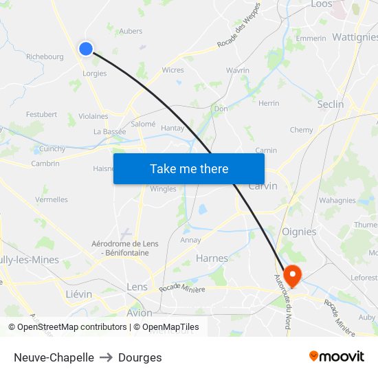 Neuve-Chapelle to Dourges map